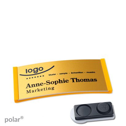Namensschilder polar® alu-complete magnet smag® Magnet, extra stark | gelb | gold | 65 x 30 mm