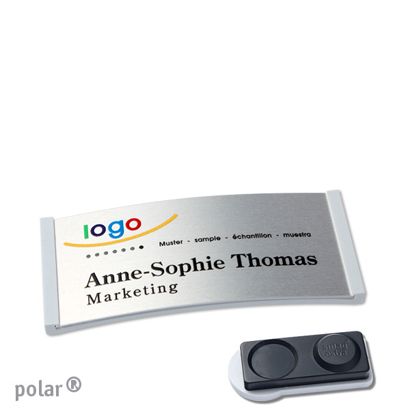 Namensschilder polar® alu-complete magnet smag® Magnet, extra stark | hellgrau | silber | 65 x 30 mm