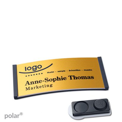 Namensschilder polar® alu-complete magnet smag® Magnet, extra stark | anthrazit | gold | 65 x 30 mm