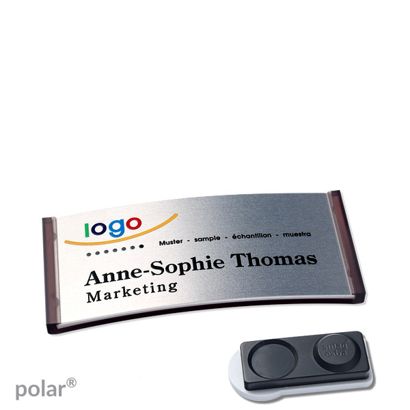 Namensschilder polar® alu-complete magnet smag® Magnet, extra stark | transluzent, anthrazit | silber | 65 x 30 mm