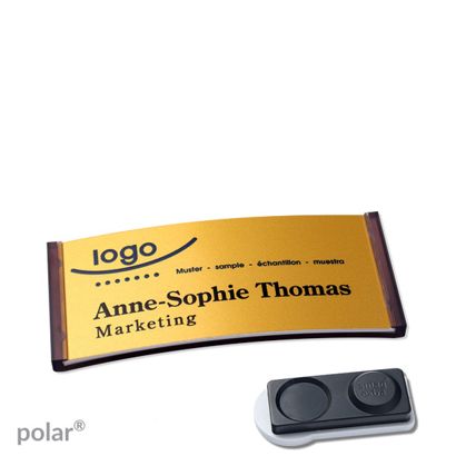 Namensschilder polar® alu-complete magnet smag® Magnet, extra stark | transluzent, anthrazit | gold | 65 x 30 mm