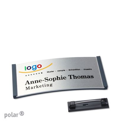 Namensschilder polar® alu-complete Nadel anthrazit | silber | 65 x 30 mm