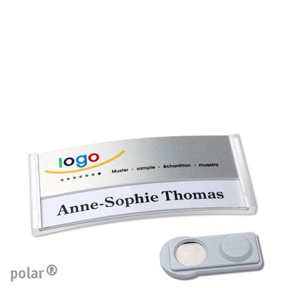 Namensschilder polar® alu-print Magnet smag® Magnet | transparent | silber | 65 x 30 mm