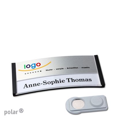 Namensschilder polar® alu-print Magnet smag® Magnet | schwarz | silber | 65 x 30 mm