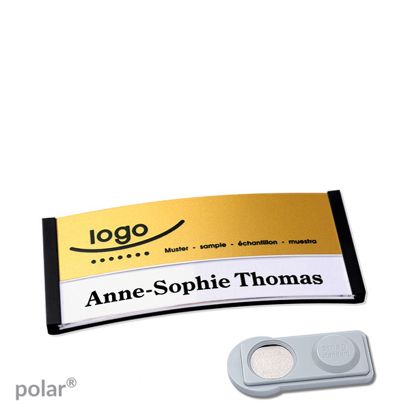 Namensschilder polar® alu-print Magnet smag® Magnet | schwarz | gold | 65 x 30 mm