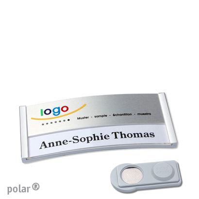 Namensschilder polar® alu-print Magnet smag® Magnet | edelstahl | silber | 65 x 30 mm