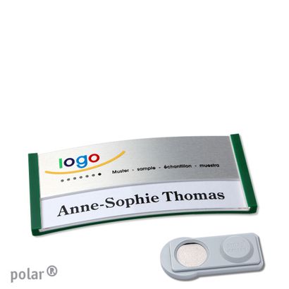 Namensschilder polar® alu-print Magnet smag® Magnet | grün | silber | 65 x 30 mm