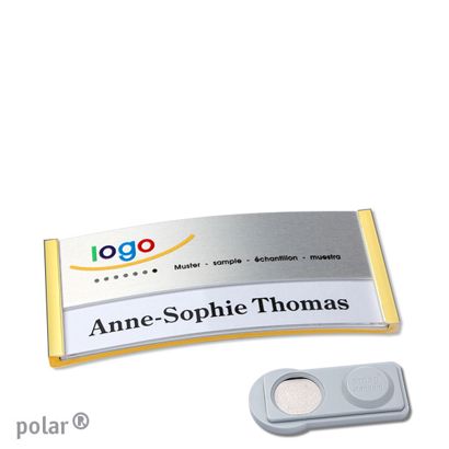Namensschilder polar® alu-print Magnet smag® Magnet | gold | silber | 65 x 30 mm