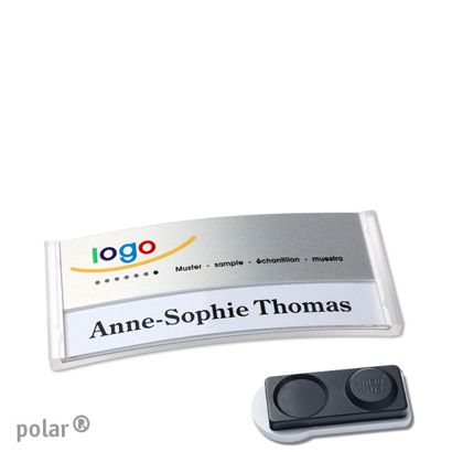 Namensschilder polar® alu-print Magnet smag® Magnet, extra stark | transparent | silber | 65 x 30 mm