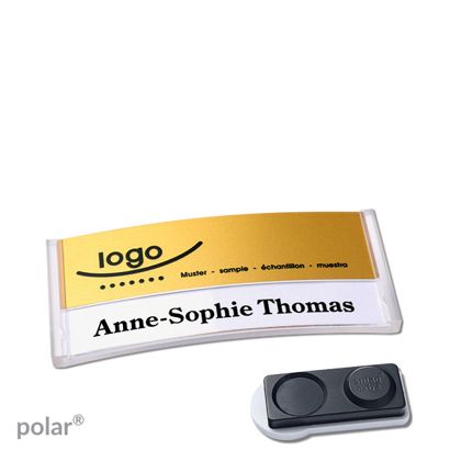Namensschilder polar® alu-print Magnet smag® Magnet, extra stark | transparent | gold | 65 x 30 mm