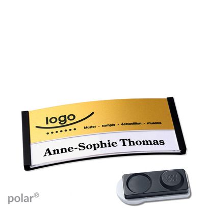 Namensschilder polar® alu-print Magnet smag® Magnet, extra stark | schwarz | gold | 65 x 30 mm