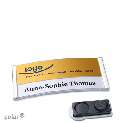 Namensschilder polar® alu-print Magnet smag® Magnet, extra stark | chrom | gold | 65 x 30 mm