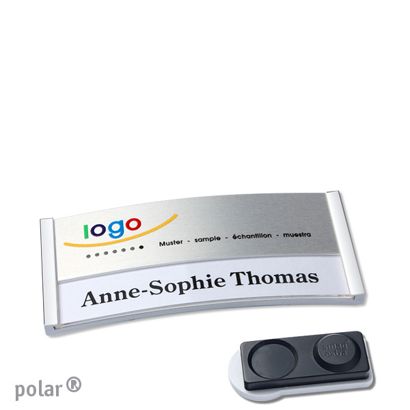 Namensschilder polar® alu-print Magnet smag® Magnet, extra stark | edelstahl | silber | 65 x 30 mm