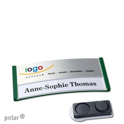 Namensschilder polar® alu-print Magnet smag® Magnet, extra stark | grün | silber | 65 x 30 mm