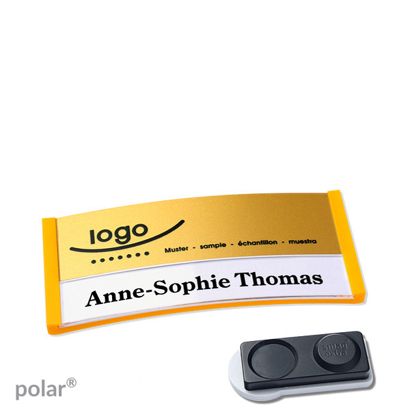 Namensschilder polar® alu-print Magnet smag® Magnet, extra stark | gelb | gold | 65 x 30 mm