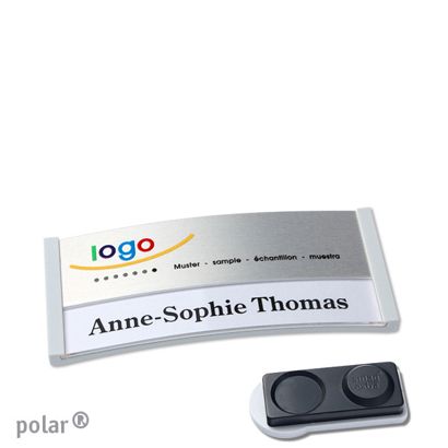 Namensschilder polar® alu-print Magnet smag® Magnet, extra stark | hellgrau | silber | 65 x 30 mm
