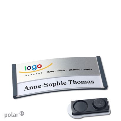 Namensschilder polar® alu-print Magnet smag® Magnet, extra stark | anthrazit | silber | 65 x 30 mm