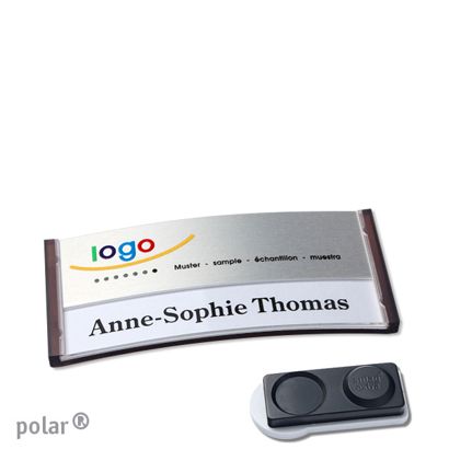 Namensschilder polar® alu-print Magnet smag® Magnet, extra stark | transluzent, anthrazit | silber | 65 x 30 mm