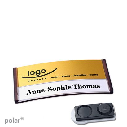 Namensschilder polar® alu-print Magnet smag® Magnet, extra stark | transluzent, anthrazit | gold | 65 x 30 mm