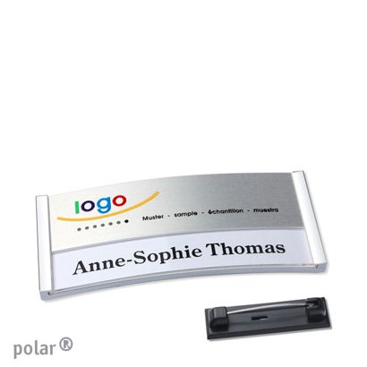 Namensschilder polar® alu-print Nadel chrom | silber | 65 x 30 mm