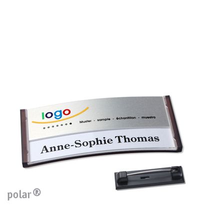 Namensschilder polar® alu-print Nadel transluzent, anthrazit | silber | 65 x 30 mm