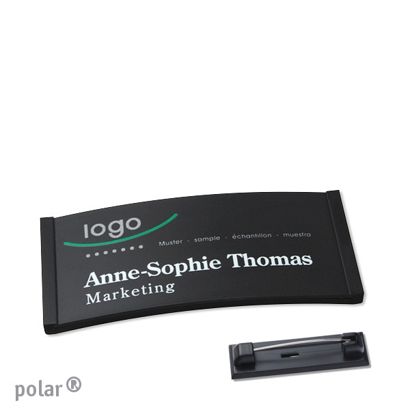 Namensschilder polar® color-complete magnet Edelstahl-Rastnadel | schwarz | 65 x 30 mm