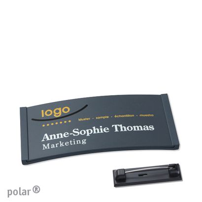 Namensschilder polar® color-complete magnet Edelstahl-Rastnadel | anthrazit | 65 x 30 mm