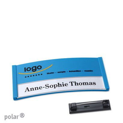 Namensschilder polar® color-print Nadel mittelblau | 65 x 30 mm