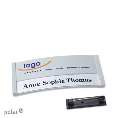 Namensschilder polar® color-print Nadel hellgrau | 65 x 30 mm