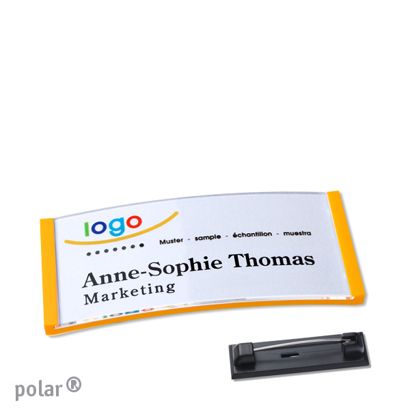 Namensschilder polar® quick-print Nadel gelb | 65 x 30 mm