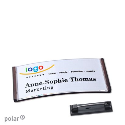 Namensschilder polar® quick-print Nadel transluzent, anthrazit | 65 x 30 mm