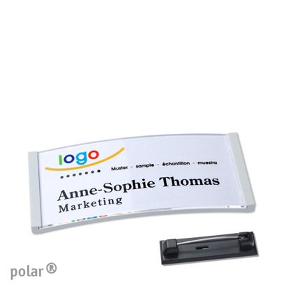 Namensschilder polar® quick-print Nadel hellgrau | 65 x 30 mm