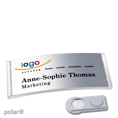 Namensschilder polar® alu-complete magnet smag® Magnet | transparent | silber | 74 x 34 mm