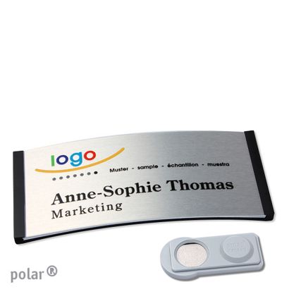 Namensschilder polar® alu-complete magnet smag® Magnet | schwarz | silber | 74 x 34 mm