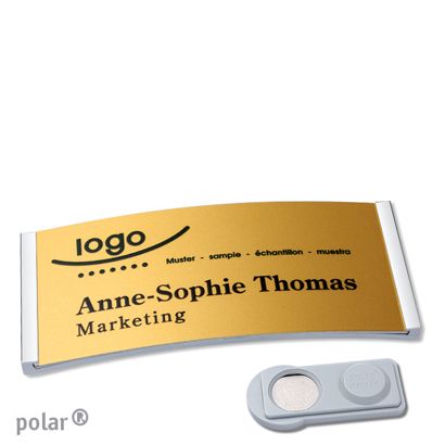Namensschilder polar® alu-complete magnet smag® Magnet | edelstahl | gold | 74 x 34 mm