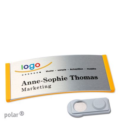 Namensschilder polar® alu-complete magnet smag® Magnet | gelb | silber | 74 x 34 mm