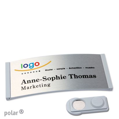 Namensschilder polar® alu-complete magnet smag® Magnet | hellgrau | silber | 74 x 34 mm