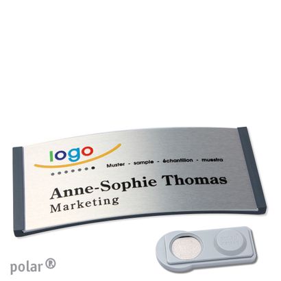 Namensschilder polar® alu-complete magnet smag® Magnet | anthrazit | silber | 74 x 34 mm