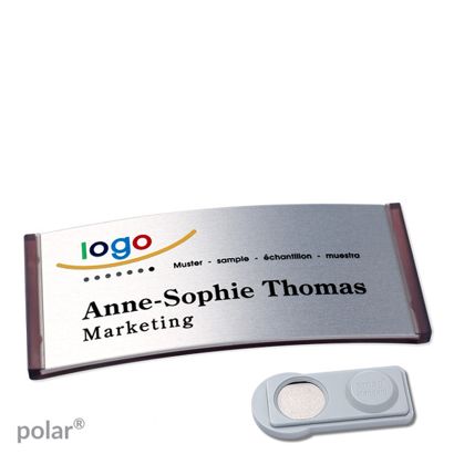 Namensschilder polar® alu-complete magnet smag® Magnet | transluzent, anthrazit | silber | 74 x 34 mm