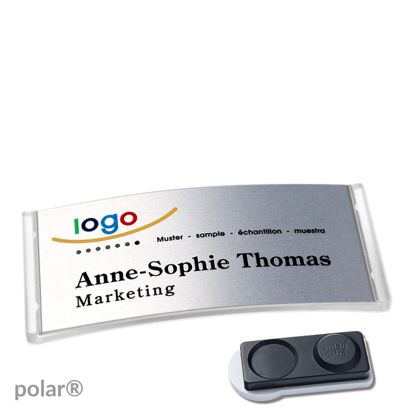 Namensschilder polar® alu-complete magnet smag® Magnet, extra stark | transparent | silber | 74 x 34 mm