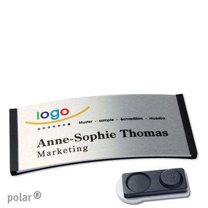 Namensschilder polar® alu-complete magnet smag® Magnet, extra stark | schwarz | silber | 74 x 34 mm