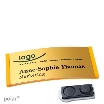 Namensschilder polar® alu-complete magnet smag® Magnet, extra stark | gelb | gold | 74 x 34 mm