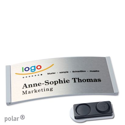 Namensschilder polar® alu-complete magnet smag® Magnet, extra stark | hellgrau | silber | 74 x 34 mm