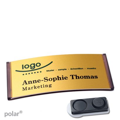 Namensschilder polar® alu-complete magnet smag® Magnet, extra stark | transluzent, anthrazit | gold | 74 x 34 mm