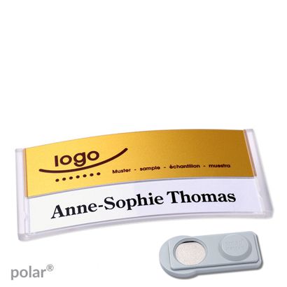 Namensschilder polar® alu-print Magnet smag® Magnet | transparent | gold | 74 x 34 mm