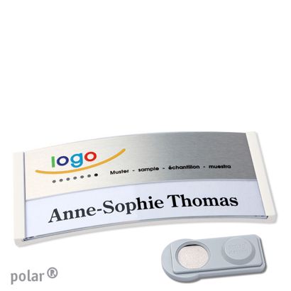 Namensschilder polar® alu-print Magnet smag® Magnet | weiß | silber | 74 x 34 mm
