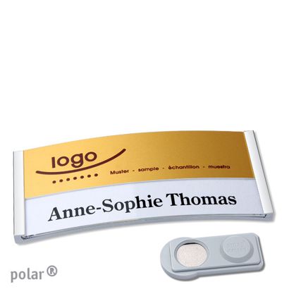 Namensschilder polar® alu-print Magnet smag® Magnet | edelstahl | gold | 74 x 34 mm