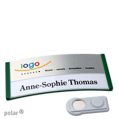 Namensschilder polar® alu-print Magnet smag® Magnet | grün | silber | 74 x 34 mm