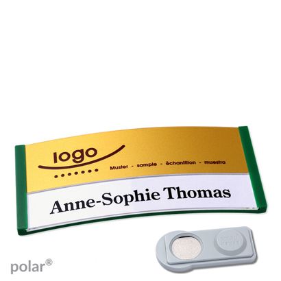 Namensschilder polar® alu-print Magnet smag® Magnet | grün | gold | 74 x 34 mm