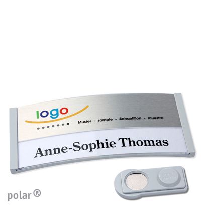 Namensschilder polar® alu-print Magnet smag® Magnet | hellgrau | silber | 74 x 34 mm